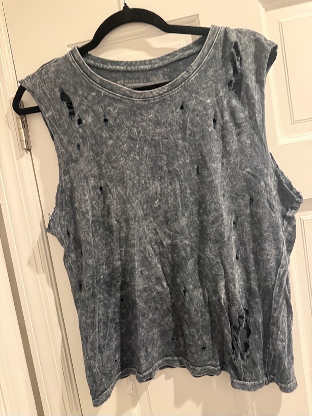 Washed grey  Distressed Sleeveless Top - Unbranded
